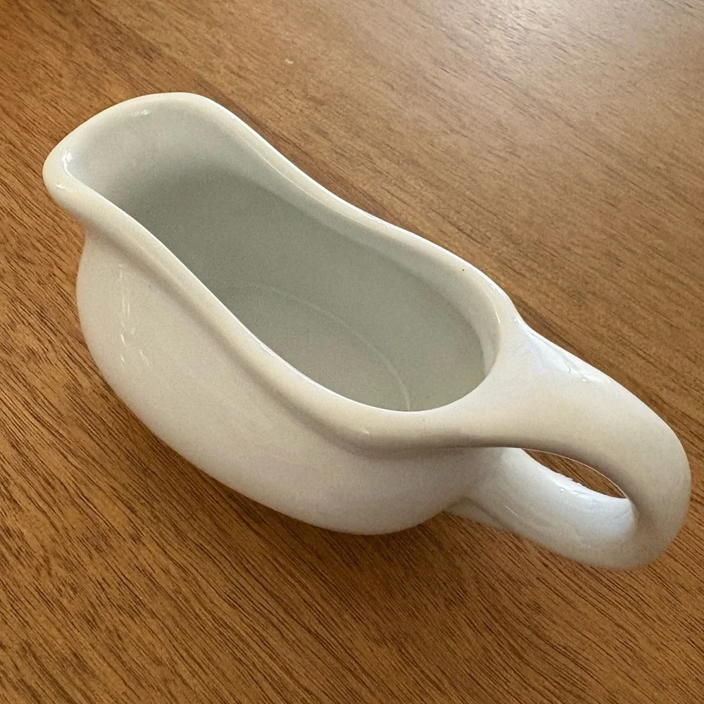 Pier 1 White Ceramic Creamer Pitcher / Mini Gravy Boat
